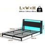 King Size Bed Frame with Ergonomic Storage Headboard and LED,Metal Platform Low Bed Frame King Size 5ft,Kingsize Floor Bed Base with Charging Station,No Box Spring Needed,Easy Assembly,Black Image 9