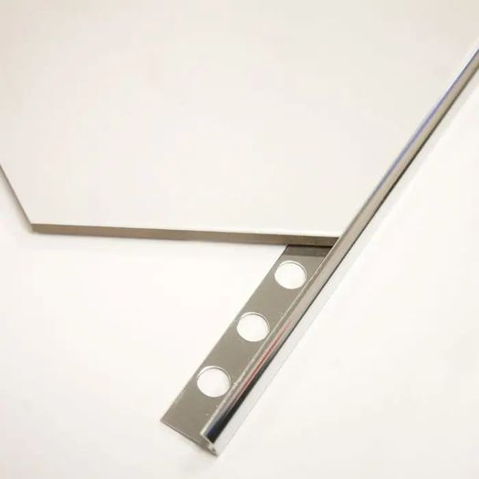 10mm Aluminium Tile Trim Chrome - Round Edge 2.4m