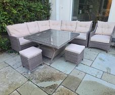 Outdoor Garden Rattan Dining Set & Storage Unit145cm Width 84 Depth 128 Height