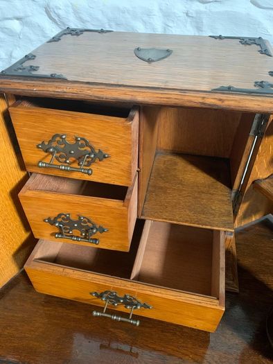Edwardian Oak Smokers Cabinet.
