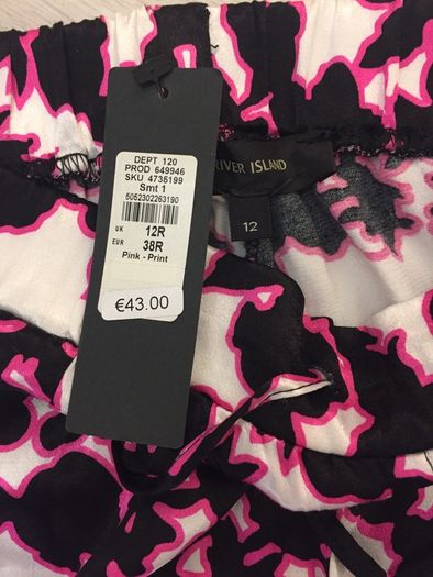 Brand New River Island Ladies Satin Trousers 12