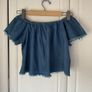 top bershka off shoulder 100% cotton denim top medium Image 9