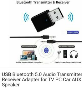 USB Bluetooth 5.0 Audio Transmitter + Receiver Adapter for TV PC Car AUX Speaker