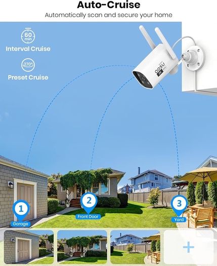 2K Security Camera Outdoor with Color Night Vision, 2 Pack Wired home security cameras support 24/7 Recording, Auto tracking CCTV camera systems with Voice Changer, 2 Way Audio