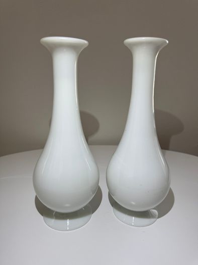 Pair of Antique Victorian Opaline Glass Vases. Japonisme Aesthetic Movement c.1880 to1900