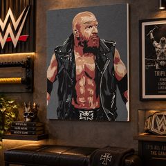 Triple H WWE acrylic original portrait painting art canvas wrestling memorabilia