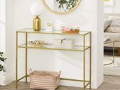 Console table with steel frame gold-coloured