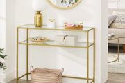 Console table with steel frame gold-coloured