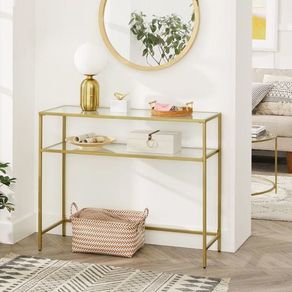 Console table with steel frame gold-coloured