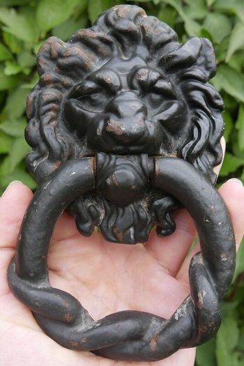 Antique Cast Iron Lion Head Door Knocker
