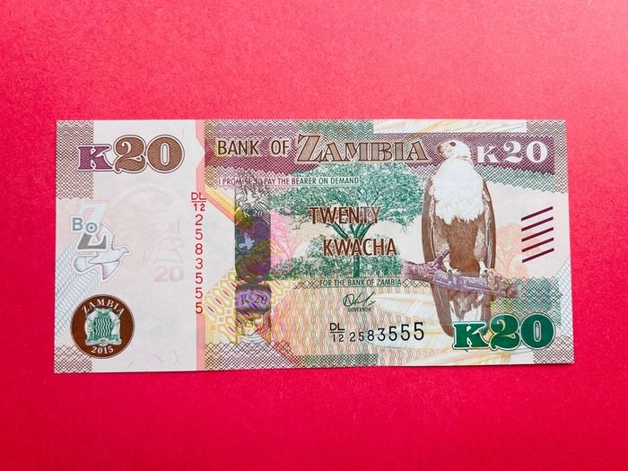 ZAMBIA  20  KWACHA . 2015  ( uncirculated ) Pick  52a