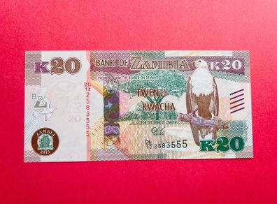ZAMBIA  20  KWACHA . 2015  ( uncirculated ) Pick  52a
