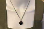 Chain necklace with black stone pendant