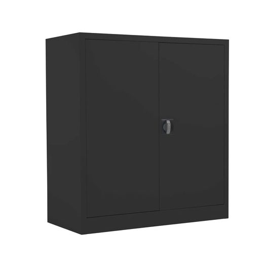 New Lockable 2 Door Metal Cupboard 1000mm High - Black