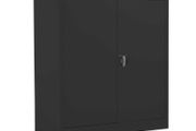 New Lockable 2 Door Metal Cupboard 1000mm High - Black