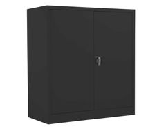New Lockable 2 Door Metal Cupboard 1000mm High - Black