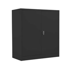 New Lockable 2 Door Metal Cupboard 1000mm High - Black
