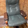 Genuine Vintage Mid-Century Leather Recliner & Footstool Image 2