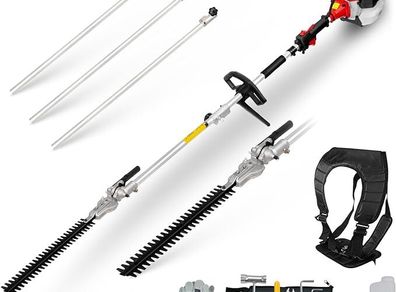 BU-KO 52cc Long Reach Petrol Hedge Trimmer and 3 75cm Extension Pole, Precision Trimming for Tall Hedges & Bushes, Easy to Use, High Performance, Durable Steel Blade