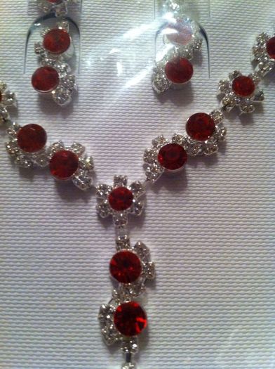 Two sets of bling bling necklaces & matching drop earrings