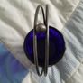 BOWL - Vintage Blue Glass - Metal Basket Image 5