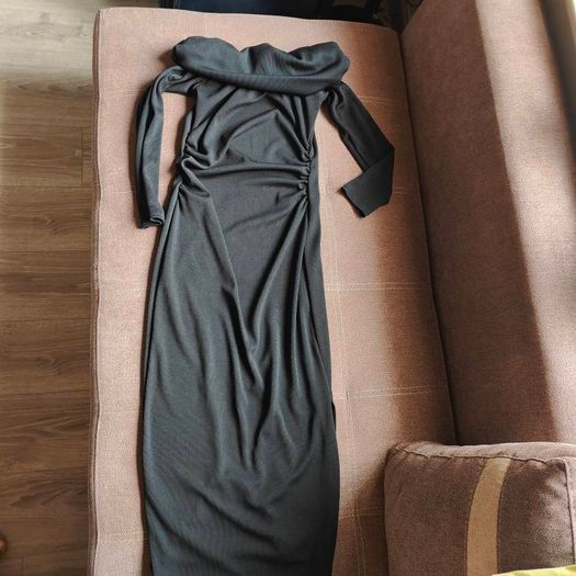 Black open shoulder long sleeve dress, size 12