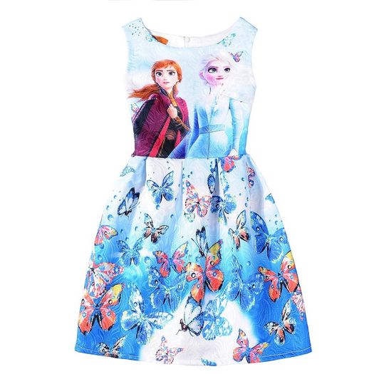 New Girls Snow Queen  Elsa Flower Printed Dress size 5-6 yrs