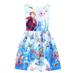 New Girls Snow Queen  Elsa Flower Printed Dress size 5-6 yrs
