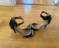 Black and white heels