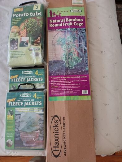 Garden Fruit Cage, Potato Tubs, Fleece Jackets, Weed Fabric