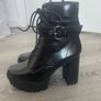 Black platform high-heel lace up boots Image 2