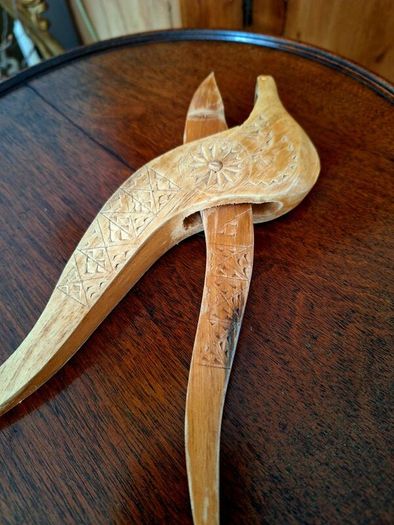 Folk art bird shaped nutcracker