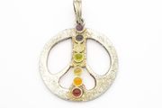 Vintage 925 Silver &amp; Natural Gemstones Multicolor Chakra Pendant