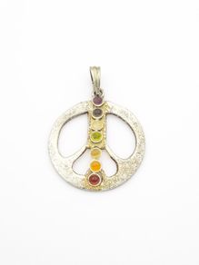 Vintage 925 Silver & Natural Gemstones Multicolor Chakra Pendant