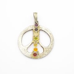 Vintage 925 Silver & Natural Gemstones Multicolor Chakra Pendant