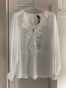 Long sleeve white lace blouse