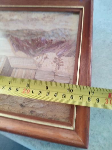 Framed Vintage  Straw and Nature Artwork (New Zealand Artist T Rogers) "Banks Peninsula" Made from Natural Objects, Textile Art, Man Cave.