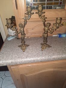 vintage brass candle holders
