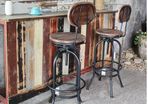 Adjustable Industrial Style Bar Stool Height Swivel  With Top Metal And Backrest