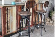 Adjustable Industrial Style Bar Stool Height Swivel  With Top Metal And Backrest