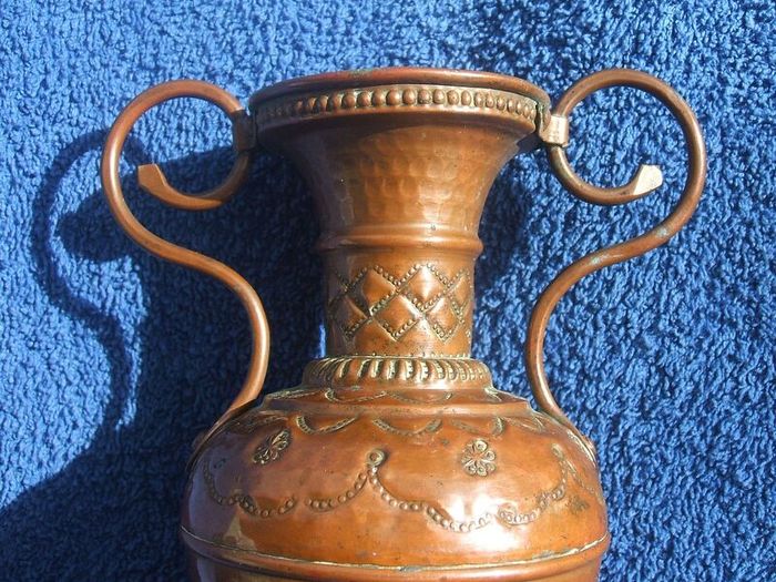 Two vintage metal vases (Indian brass & one of copper)