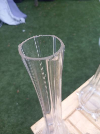 11 Art Noveau glass stem vases, bought in Vienna 70s, D18