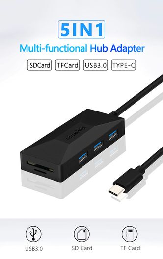 Rocketek USB 3.1 (Type-C) USB 3.0 Hub & SD/TF Card Reader (Brand New/Warranty)