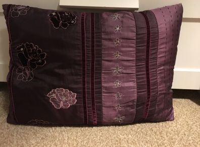 Purple rectangle cushion satin like
