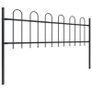 Garden Fence with Hoop Top Steel 11.9x0.6 m Black Image 2