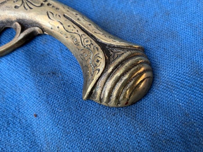 Vintage solid brass wall hanging pistol
