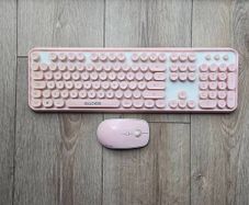 SADES V2020 Pink Wireless Bubble Keyboard and Mouse
