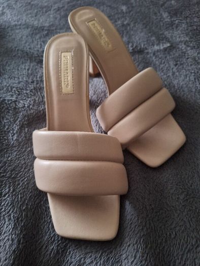 Shoes/Ladies Beige Peeptoe .. Size: 4 UK