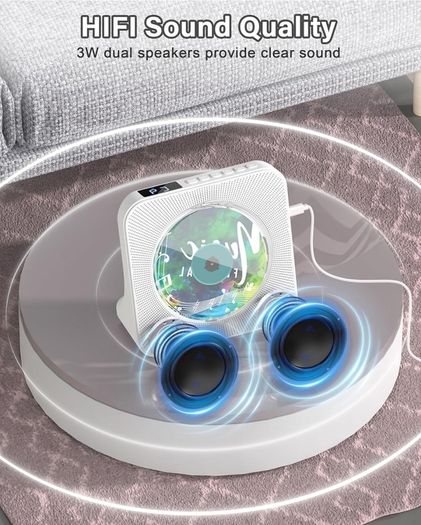 Portable CD Player with Bluetooth 5.0, Greadio Desktop CD Players for Home, CD Music Player with Speakers, Remote Control, Dust Cover, FM Radio, LCD Display, AUX, USB, Headphone Jack