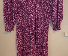 F&F Bright Hot Pink and Red Floral Ditsy Long Swing Midi Dress